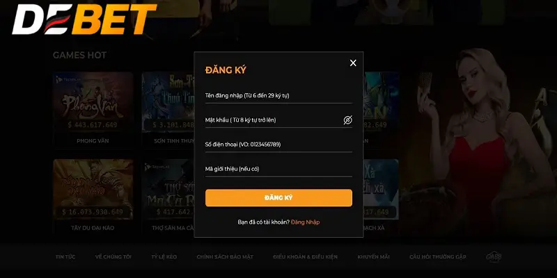 Thông tin cá nhân cung cấp cho đăng ký DEBET cần chính xác